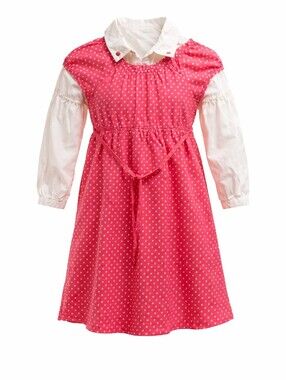 Girls 2 pieces set, Salmon Pink Dress and Off-white Top, Back to school - 5T & 4